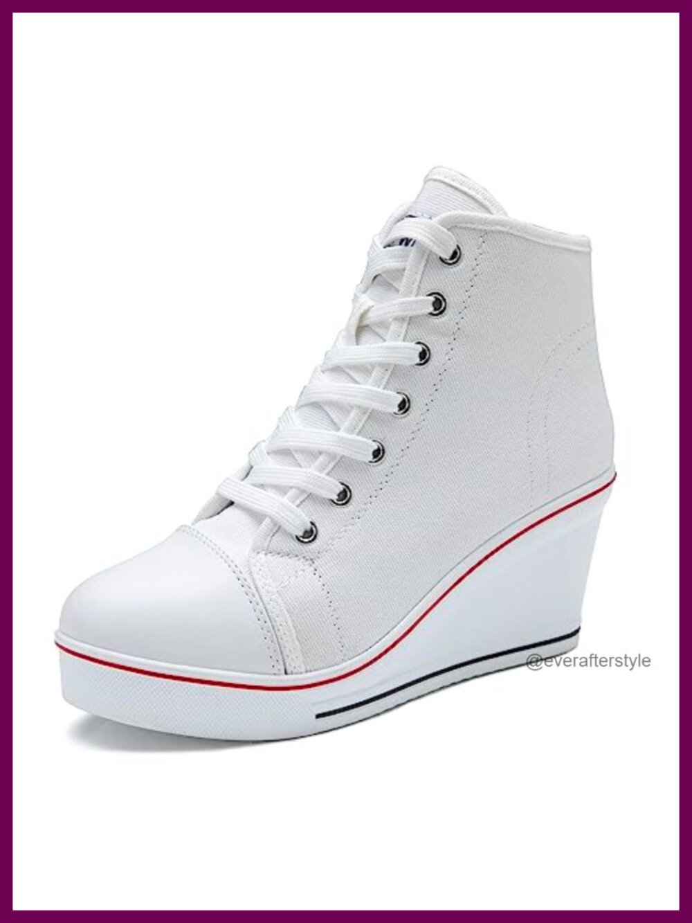 Wedge Sneakers High Heel Platform High Top Canvas Lace Up